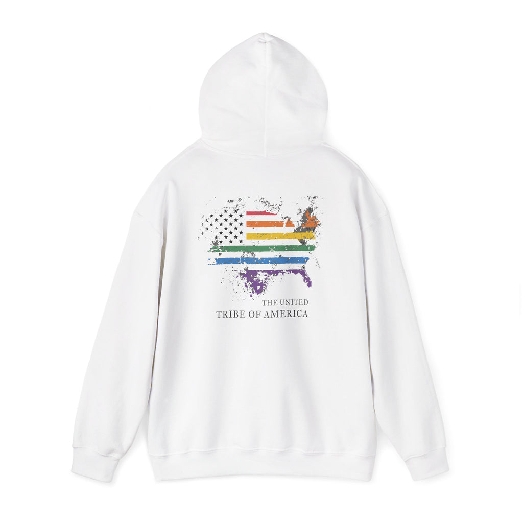 The United Tribe Of America - White Hoodie! Distressed American Pride Flag