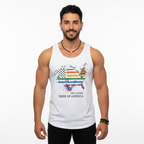 The United Tribe Of America - White Tank Top! Distressed Pride American Flag