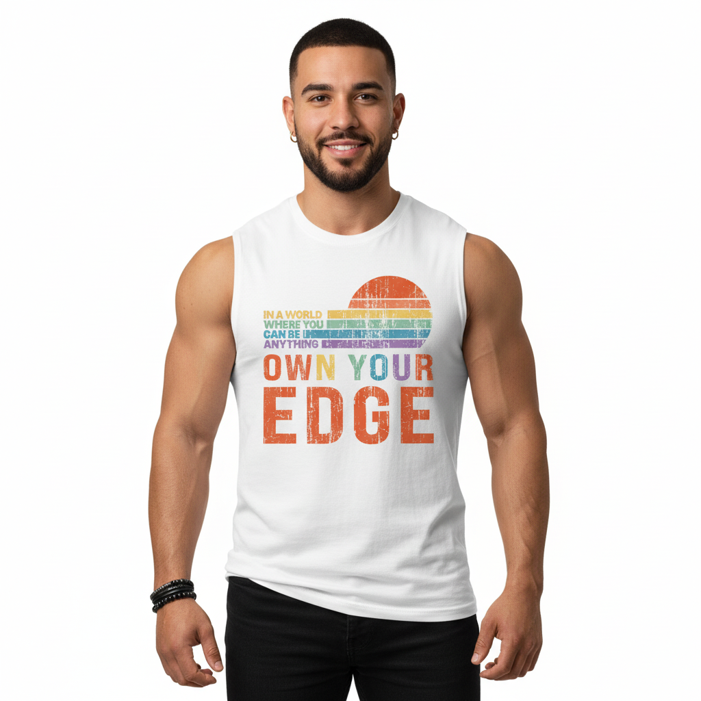 Own Your Edge - Jersey Muscle Tank! In A World Where You Can Be Anything