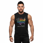 The United Tribe Of America - Jersey Muscle Tank! Distressed Pride American Flag