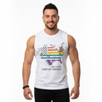 The United Tribe Of America - White Jersey Muscle Tank! Distressed Pride American Flag