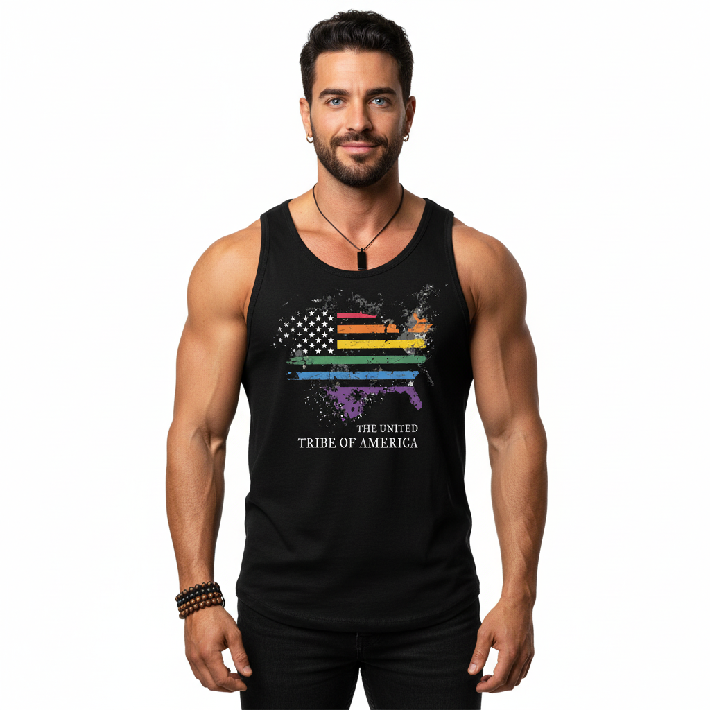 The United Tribe Of America - Tank Top! Distressed Pride American Flag