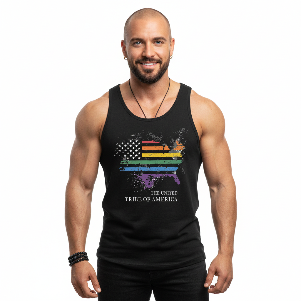 The United Tribe Of America - Tank Top! Distressed Pride American Flag