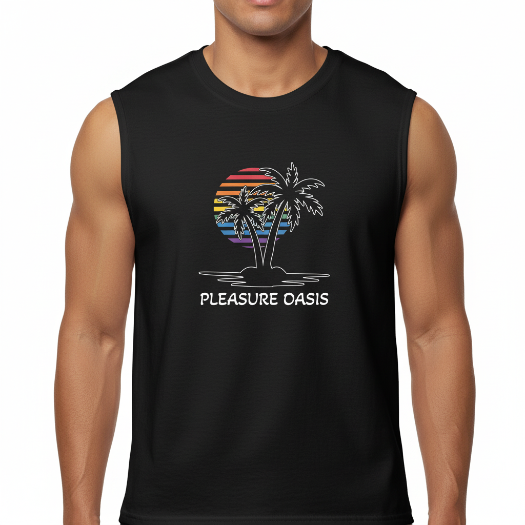 Pleasure Oasis Palm Tree — Muscle Tank Black On Black