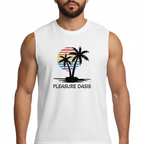 Pleasure Oasis Palm Tree - Jersey Muscle Tank Black On White