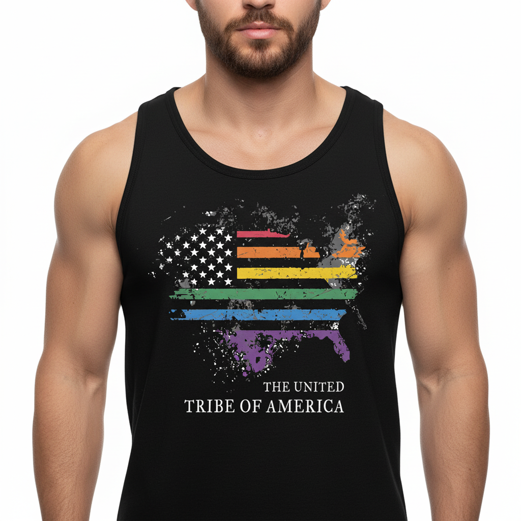 The United Tribe Of America - Tank Top! Distressed Pride American Flag