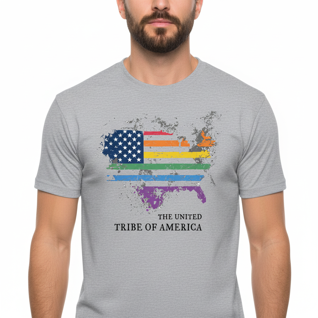 The United Tribe Of America - T-Shirt! Distressed Pride American Flag