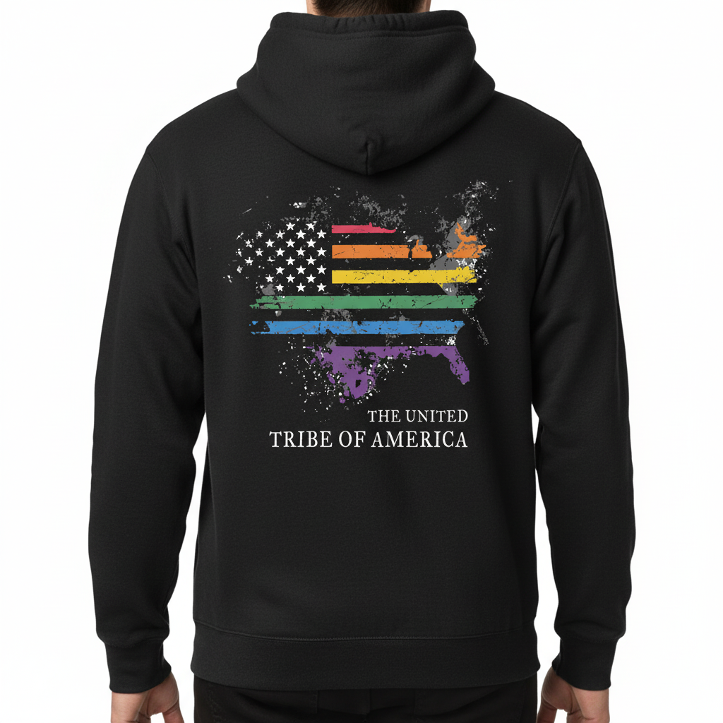 The United Tribe Of America - Hoodie! Distressed Pride American Flag