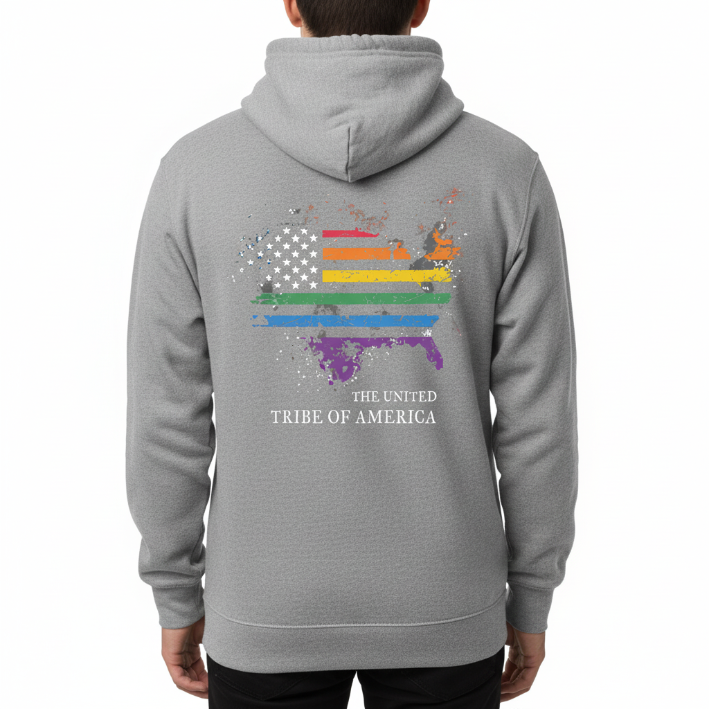 The United Tribe Of America - Hoodie! Distressed Pride American Flag