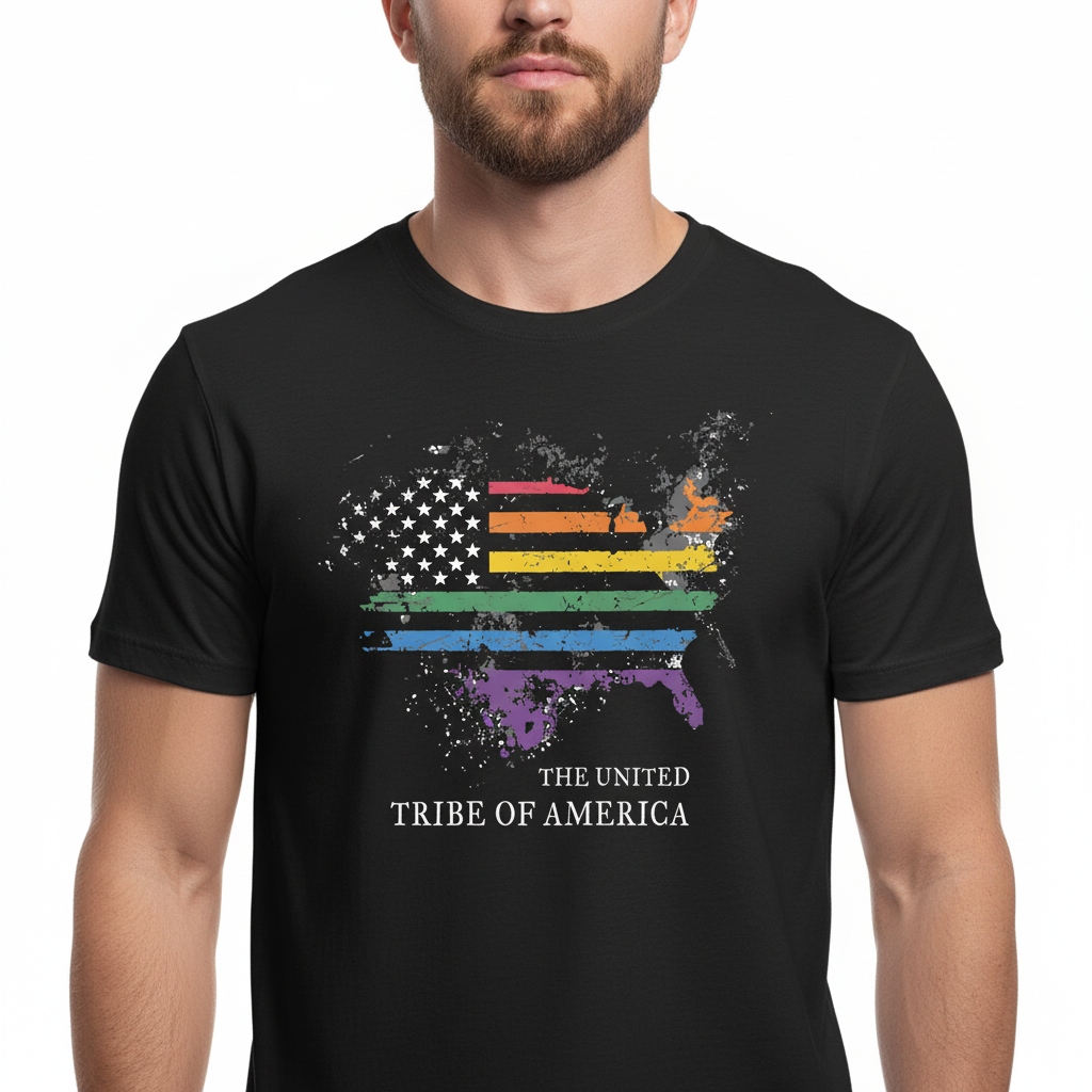 The United Tribe Of America - T-Shirt! Distressed Pride American Flag