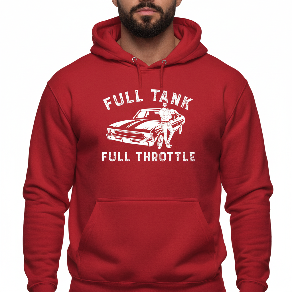 Full Tank! Full Throttle! Retro Muscle Sports Car - Hoodie