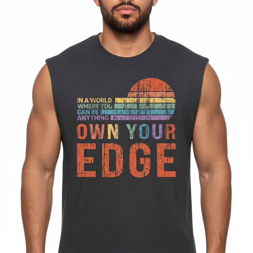 Own Your Edge Retro Pride Jersey Muscle Tank