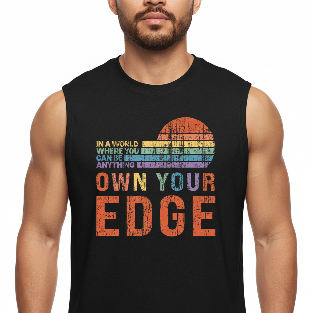 Own Your Edge Retro Pride Jersey Muscle Tank