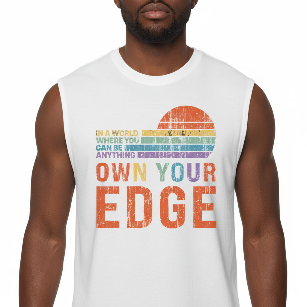 Own Your Edge Retro Pride Jersey Muscle Tank