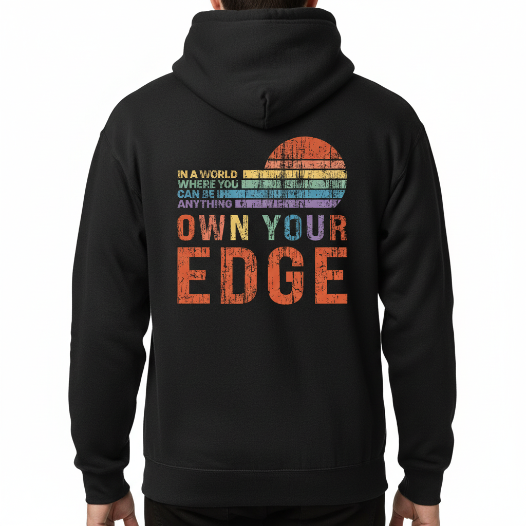Own Your Edge Retro Pride Hoodie!