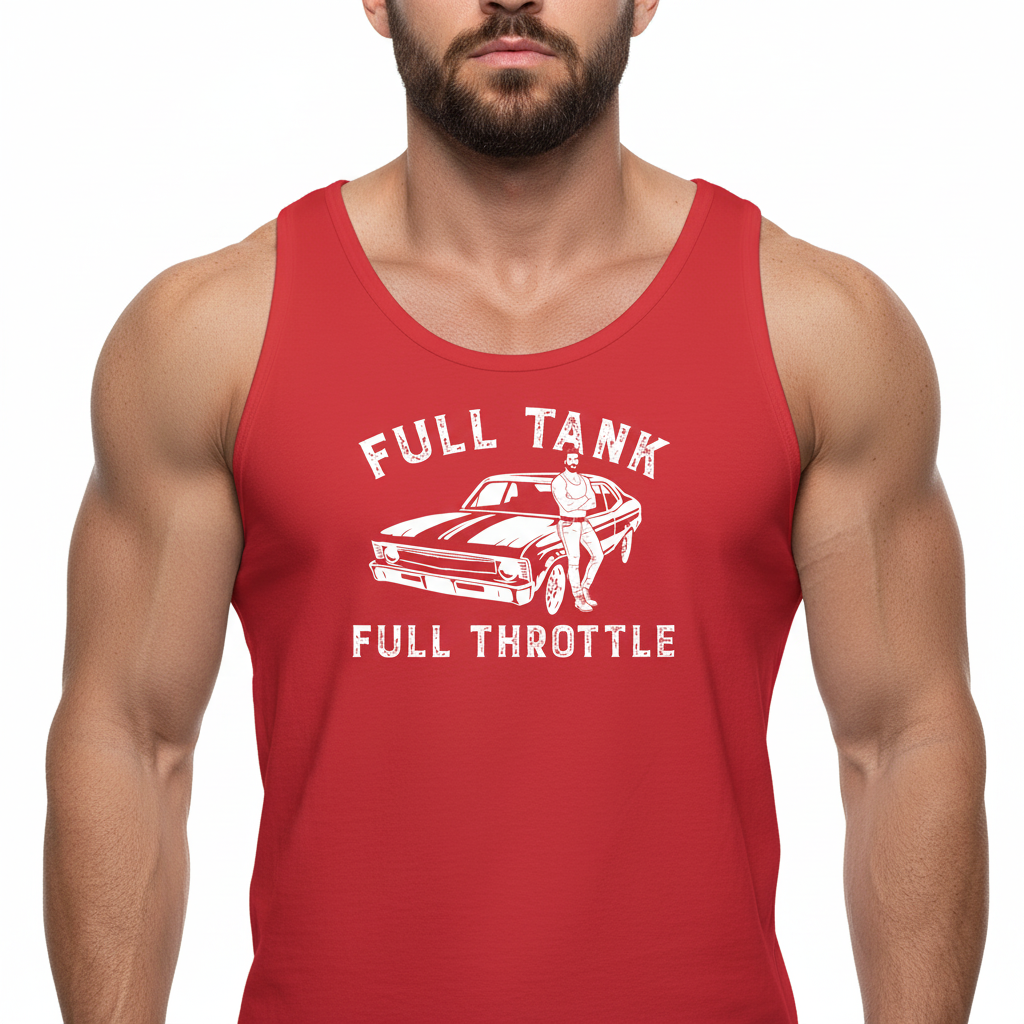 Full Tank! Full Throttle! Retro Muscle Sports Car - Tank Top