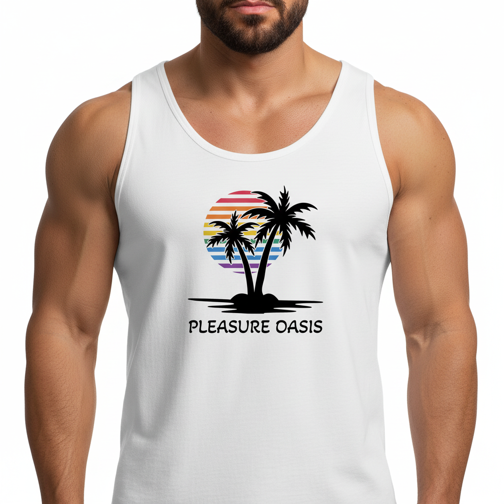 Pleasure Oasis - Tank Top - Black Palm Tree