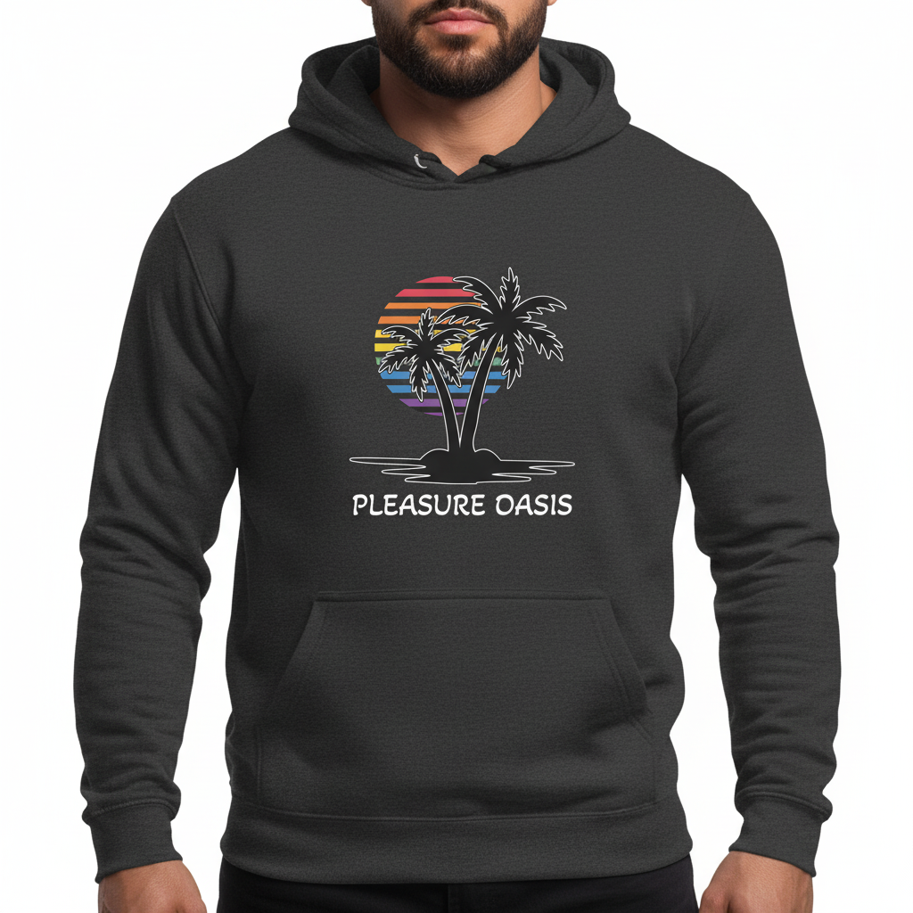 Pleasure Oasis - Hoodie - Black & White Palm Tree