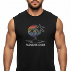 Pleasure Oasis — Muscle Tank -  Black & White Palm Tree