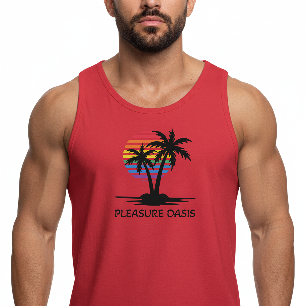Pleasure Oasis - Tank Top - Black Palm Tree