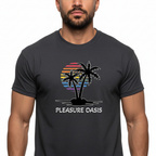 Pleasure Oasis - T-Shirt - Black & White Palm Tree