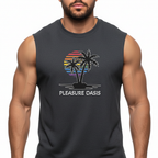 Pleasure Oasis — Muscle Tank -  Black & White Palm Tree