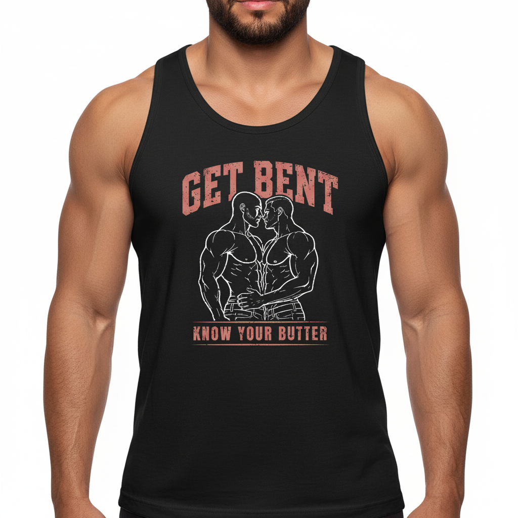 Get Bent! Know Your Butter! Red & White Tank Top