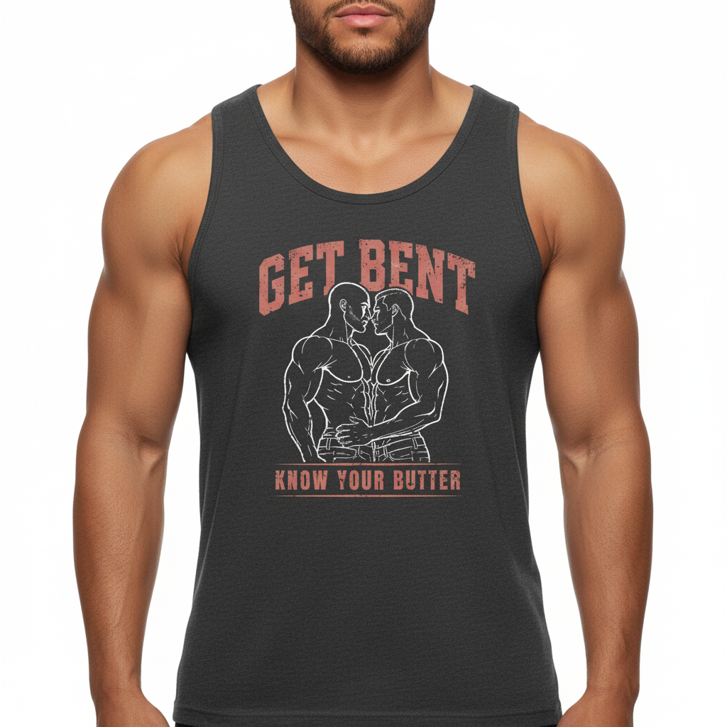 Get Bent! Know Your Butter! Red & White Tank Top