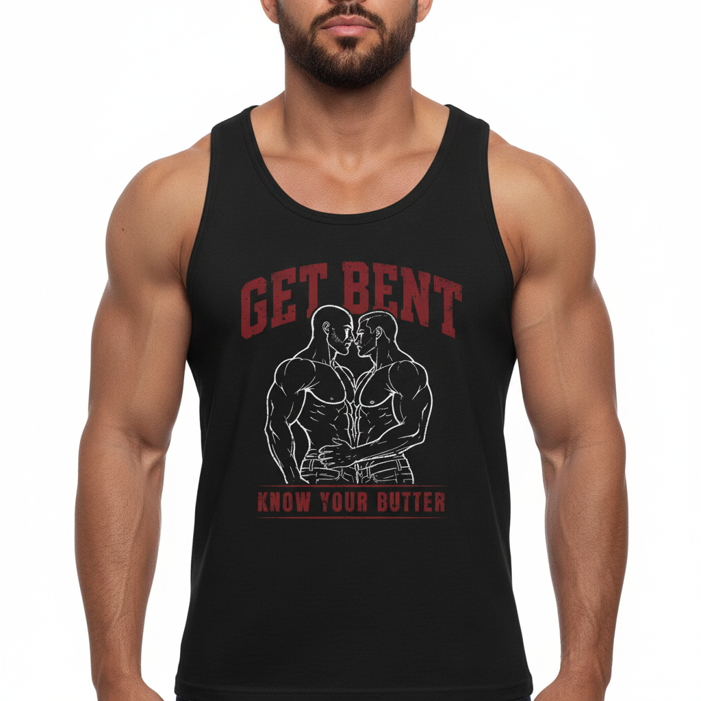 Get Bent! Know Your Butter! Red & White Tank Top