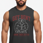 Get Bent! Know Your Butter! Red & White Muscle Tank