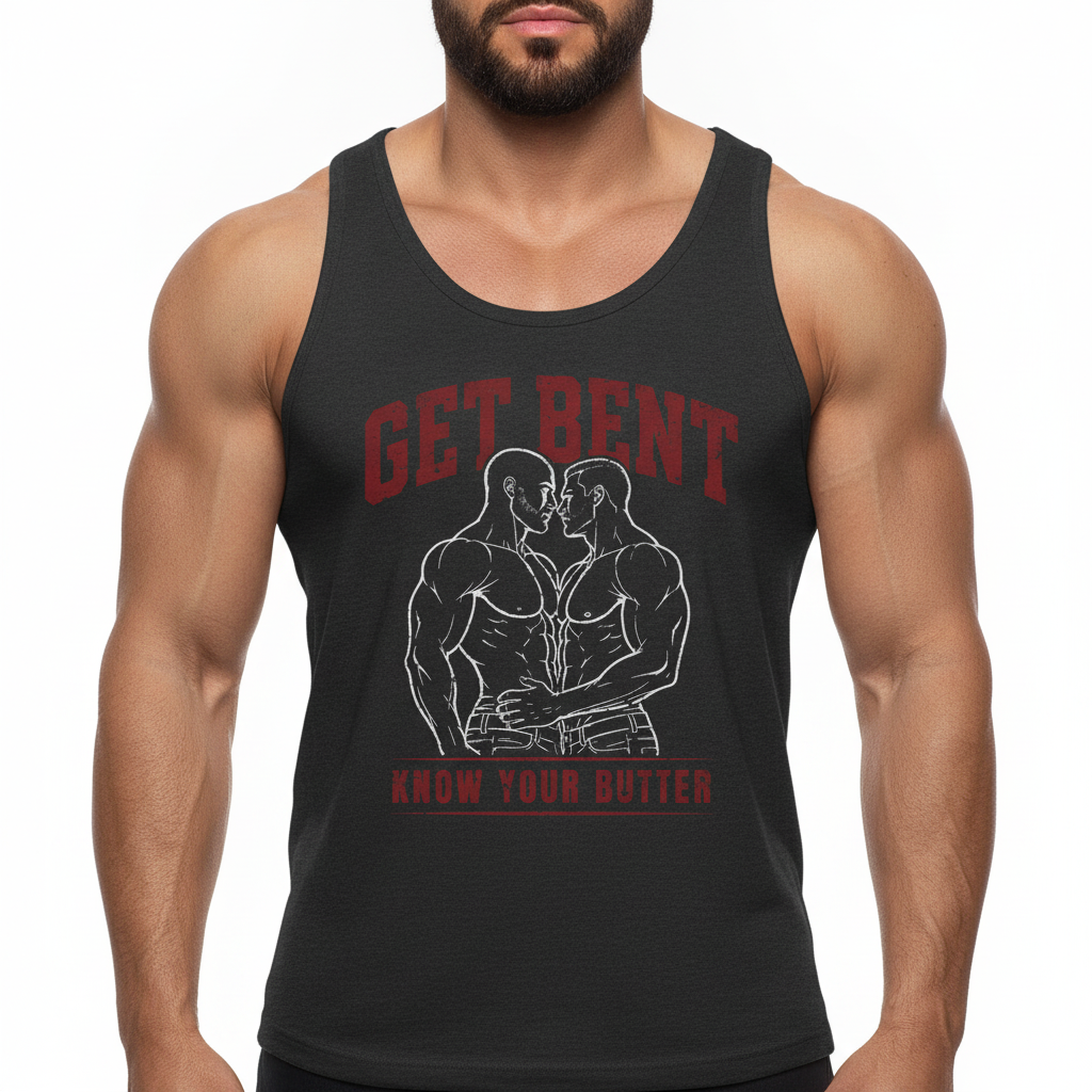Get Bent! Know Your Butter! Red & White Tank Top